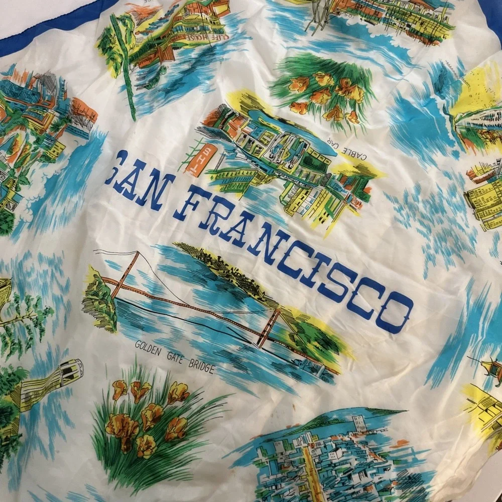 VTG San Francisco‎ Souvenir Scarf Cable Car Golden Gate Bridge Landmarks Travel
